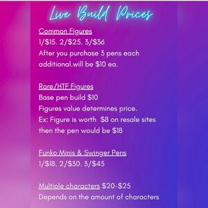 Item prices for pens, keychains and more!